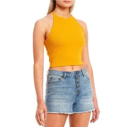 Best deal ???? Copper Key Ribbed Knit High Neck Tank Top Marigold ????