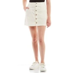 Best reviews of ???? Copper Key Button Front Denim ???? Skirt White ⭐
