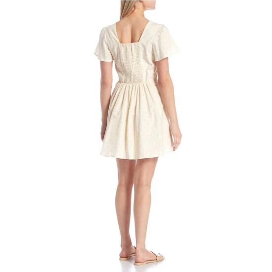 Promo ???? Copper Key Geometric Print V-Neck Flutter Sleeve ???? Dress Sand ⭐ 2 Promo ???? Copper Key Geometric Print V-Neck Flutter Sleeve ???? Dress Sand ⭐ - Image 2