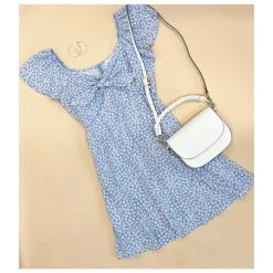 Budget ✔️ Copper Key Flutter Sleeve Tie Front Ditsy Floral Printed ???? Dress Blue White ???? -Copper Key Shop unnamed file 2544