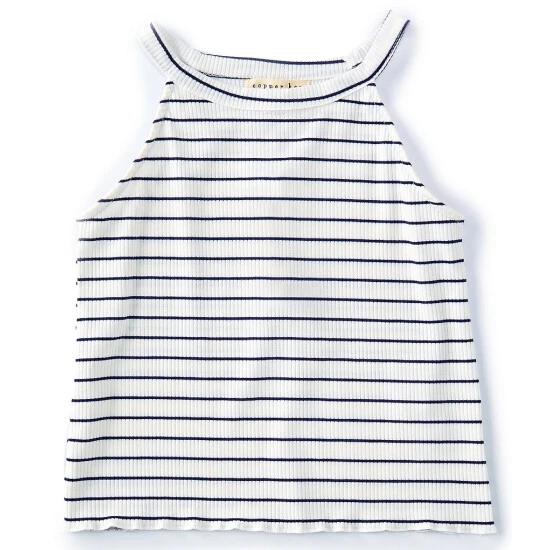 Best Pirce ???? Copper Key Big ???? Girls 7-16 Striped Ribbed Halter Tank Top Lime/white ???? 2 Best Pirce ???? Copper Key Big ???? Girls 7-16 Striped Ribbed Halter Tank Top Lime/white ???? - Image 2