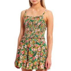 Copper Key Shop 7 Outlet ✨ Copper Key Coordinating Floral Printed Smocked Tank Top Multi ????