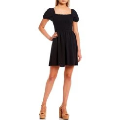 Buy ???? Copper Key Textured Puff Sleeve Smocked ???? Dress Black ???? -Copper Key Shop unnamed file 297