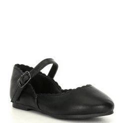 Discount ???? Copper Key ???? Girls' Quetee Scalloped Leather Mary Jane Flats (Youth) Black ????