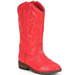 Budget ⭐ Copper Key ???? Girls' Leather Round Toe Western Cowboy ???? Boots (Toddler) White ????