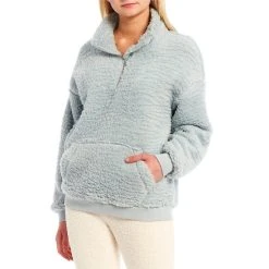 Best reviews of ???? Copper Key Fuzzy Teddy Fleece Quarter Zip Pullover Gray ????
