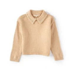 Buy ✨ Copper Key Little ???? Girls 4-6X Pearl Collar Sweater Pine ????