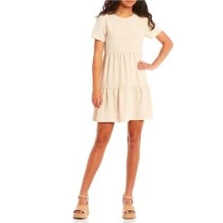 Best reviews of ✨ Copper Key Short Sleeve Tiered Babydoll ???? Dress Gold ❤️