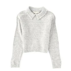 Brand new ⭐ Copper Key Big ???? Girls 7-16 Pearl Collar Sweater Grey ⌛