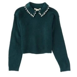 Brand new ⭐ Copper Key Big ???? Girls 7-16 Pearl Collar Sweater Grey ⌛ -Copper Key Shop unnamed file 49