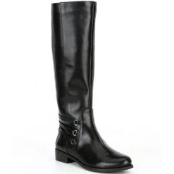 Hot Sale ???? Copper Key Howdy Wide Calf Leather Riding ???? Boots Black ????