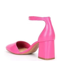 Flash Sale ???? Copper Key Stylish Leather Block Heel Pointed Toe Pumps Prom Pink ???? -Copper Key Shop unnamed file 540