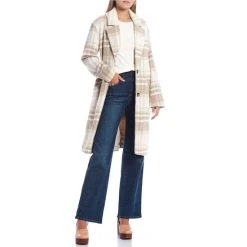 Discount ???? Copper Key Long Sleeve Button Front Plaid Overcoat Ivory Sand ???? -Copper Key Shop unnamed file 616