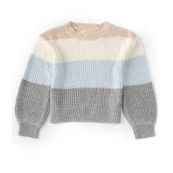 Best Sale ⌛ Copper Key Little ???? Girls 2T-6X Striped Pullover Sweater Muted Clay Striped ❤️