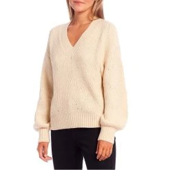 Copper Key Shop 31 Discount ???? Copper Key V-Neck Cable Sweater Cream ????