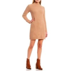 Wholesale ???? Copper Key Cozy Teddy Mock Neck Pull-On ???? Dress Taupe ???? -Copper Key Shop unnamed file 652