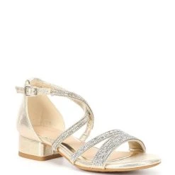 Best deal ???? Copper Key ???? Girls' Charrming Glitzy Rhinestone Detail Strappy ???? Dress ???? Sandals (Youth) Sand Gold ????