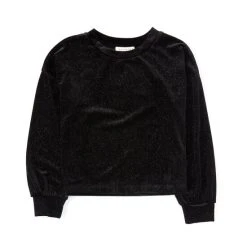 Best Pirce ???? Copper Key Big ???? Girls 7-16 Long Sleeve Glitter Top Black ⭐