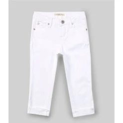 Cheapest ⌛ Copper Key Little ???? Girls 2T-6X Frayed-Hem Cuffed Capri Pant White ???? -Copper Key Shop unnamed file 725