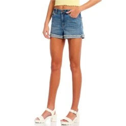 Cheap ???? Copper Key Mid Rise Rolled Cuff Frayed Hem Denim Shorts Medium Stonewash ???? -Copper Key Shop unnamed file 793