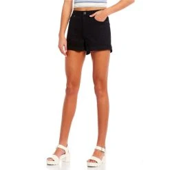 Cheap ???? Copper Key Mid Rise Rolled Cuff Frayed Hem Denim Shorts Medium Stonewash ???? -Copper Key Shop unnamed file 796