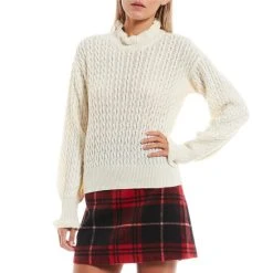 Brand new ???? Copper Key Long Sleeve Ruffle Neck Cable Knit Sweater Ivory ✔️