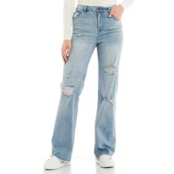 Deals ❤️ Copper Key High Rise Wide Leg Distressed ???? Jeans Light Wash ????